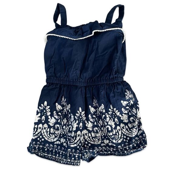 Janie and Jack sleeveless border print pom pom romper merchant marine girls 3T - Picture 5 of 12